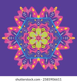 Vibrant Abstract Mandala, Colorful, Floral, and Symmetrical Art for Digital and Print Design