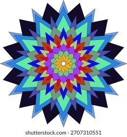 Mandala Abstractas vibrante con Formas de flores geométricas decorativas