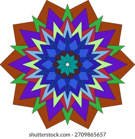 Vibrant Abstract Mandala Flower Artwork In Geometric Style