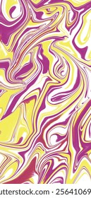 Vibrant abstract marble texture in bold yellow, magenta, and white hues. The dynamic swirls and fluid movement create an energetic and eye-catching design, perfect for modern projects.