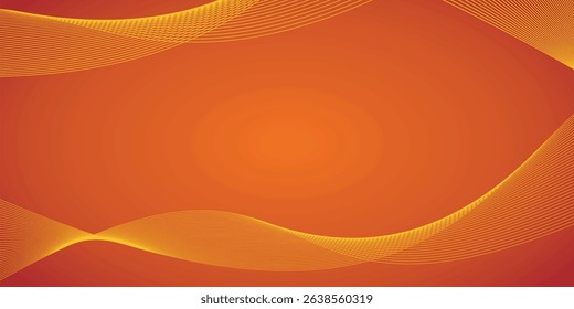 Vibrant abstract orange background with smooth yellow wave lines. Perfect for presentations, web, posters, or digital templates.