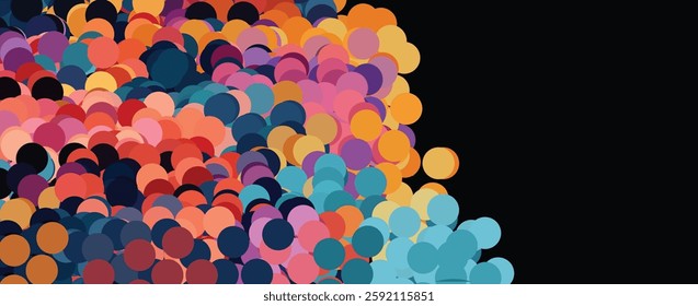 Vibrant Abstract Overlapping Geometric Shapes on Black Background - Colorful Geometric Pattern with Dynamic Flow and Gradient Hues