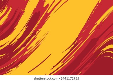 Vibrant abstract painting emulating the Spain flag with energetic red, yellow brush strokes