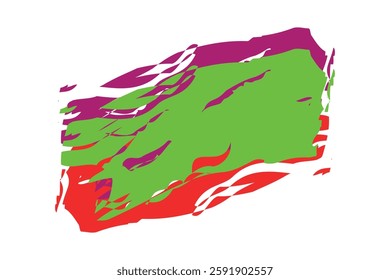 Vibrant Abstract Painting with Green, Red, and Purple Hues.