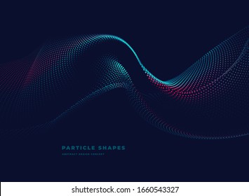 vibrant abstract particle vector dotted wave on dark background