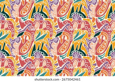 Padrão abstrato vibrante com formas e cores em negrito