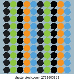 Un patrón vibrante y abstracto de hexágonos coloridos dispuestos en columnas de Vertical, creando un diseño geométrico visualmente atractivo y moderno.