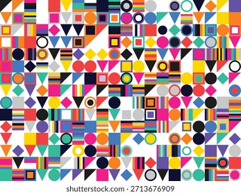Un patrón abstracto vibrante compuesto de Formas geométricas coloridas crea un fondo juguetón y moderno