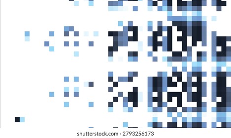 A vibrant abstract pattern composed of digital pixels in shades of blue and black, creating a modern and dynamic visual effect suitable for technology themes.