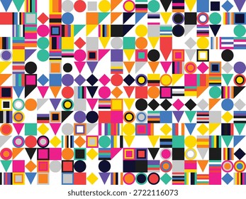 Patrón abstracto vibrante compuesto de diversas Formas geométricas y colores brillantes