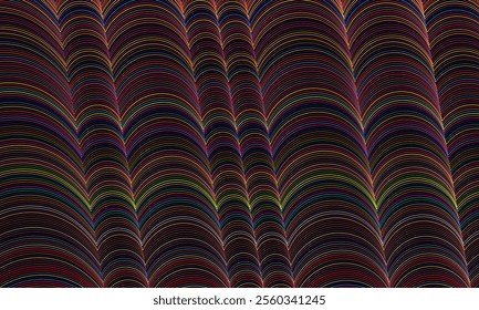 Vibrant Abstract Pattern With Curved Multicolored Lines. decorative background or artistic concept, emphasizing color harmony, rhythm and creativity through its clear and dynamic composition.