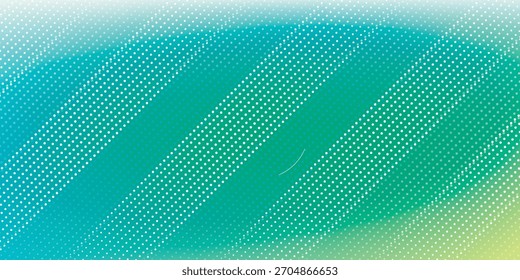 A vibrant abstract pattern with diagonal bands of white dots creating a halftone effect on a smooth, colorful gradient of blue, green, and yellow hues.
