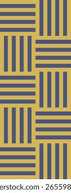 A vibrant abstract pattern featuring alternating stripes and blocks in blue and yellow, showcasing geometric shapes and designs.