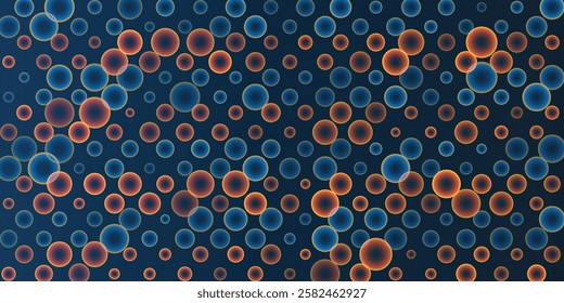 Vibrant Abstract Pattern Featuring Colorful Glowing Bubbles of Various Colors and Sizes and with a Gradient Effect on a Dark Background. Ideal for Modern, Futuristic, or Artistic Design Projects