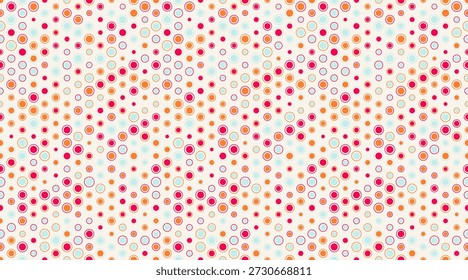 Padrão abstrato vibrante com círculos coloridos em um design dinâmico em ziguezague.  Perfeito para fundos, têxteis ou branding divertido, esta imagem evoca energia e alegria.