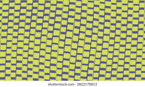A vibrant abstract pattern featuring undulating vertical lines in purple against a bright chartreuse yellow background.
