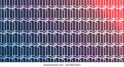A vibrant abstract pattern of layers of repeating 3D cubes in white placed on a dark purple, brown, blue background. The bold geometric design and contrasting colors create a striking modern visual.
