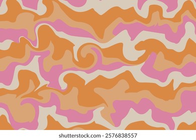 Vibrant Abstract Pattern with Organic Swirls and Fluid Shapes in Warm Tones