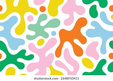Padrão abstrato vibrante com formas orgânicas lúdicas