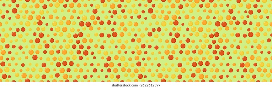 Vibrant abstract pattern of scattered circles in warm autumnal hues on a pale green background.  Perfect for website banners, textile designs, or playful branding.