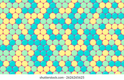 Vibrant abstract pattern of teal and yellow circles on a pink background.  Perfect for website backgrounds, textiles, or playful designs.