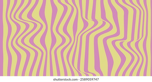 Vibrant Abstract Pattern With Wavy Pink and Yellow Lines. An eye-catching abstract illustration featuring vibrant pink and yellow wavy line patterns, evoking sensations of fluidity, creativity, 