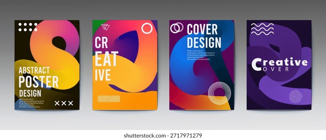 Vibrantes Plantillas de diseño de póster abstracto con tipografía audaz y diseños modernos