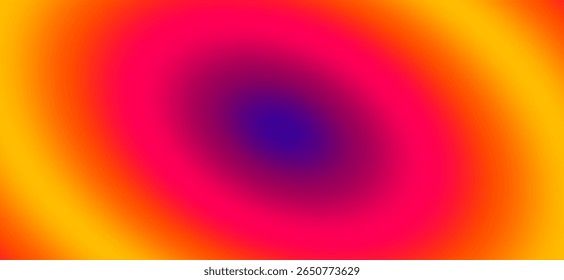 Um vibrante e abstrato borrão radial de cores quentes e energéticas. Roxo, azul, vermelho, rosa, laranja, amarelo.