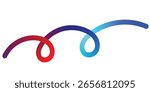 Vibrant Abstract Rainbow Curves on White Background. Dynamic image of interwoven, gradient-filled curves in vibrant red, purple, blue, and turquoise colors against a clean white background.