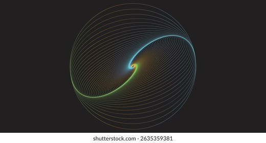 Vibrant abstract representation showcasing glowing spiral shapes and gradient hues against a dark background. Perfect for artistic or technological designs highlighting energy