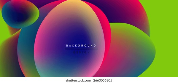 Formas abstratas vibrantes se misturam, criando um plano de fundo colorido dinâmico. Matizes de gradiente dominam a composição, oferecendo estética moderna.