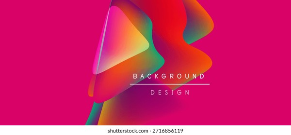 Formas abstractas vibrantes se mezclan, creando un fondo colorido dinámico. El texto lee el diseño de fondo en blanco. Estética moderna.