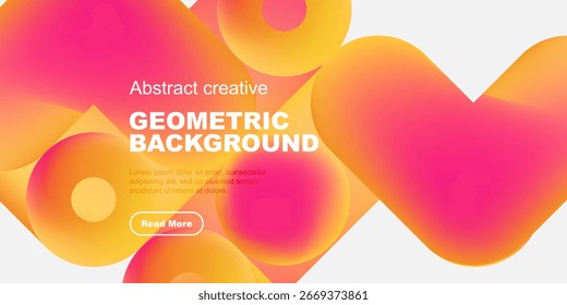 Formas abstractas vibrantes se superponen, creando un fondo geométrico dinámico. Los colores cálidos dominan el diseño, invitando a la exploración.