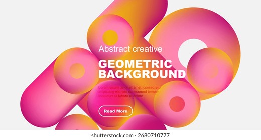 Formas abstractas vibrantes se superponen, creando un fondo geométrico dinámico. Los tonos rosa, púrpura y amarillo se mezclan a la perfección. El texto invita a una mayor exploración.