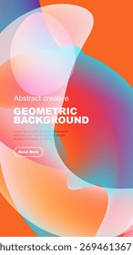 Formas abstractas vibrantes se superponen, creando un fondo colorido dinámico. El texto promueve una mayor exploración. Elementos de diseño modernos presentes.