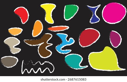 Vibrant Abstract Shapes with Rough Brushstroke Edges on a Dark, Textured Background, Expressive Modern Art