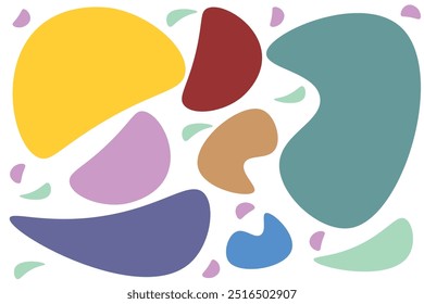 Formas abstratas vibrantes em várias cores em um fundo branco, formas suaves, perfeitas para a arte moderna, fundos ou elementos de design contemporâneos.