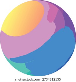 Vibrant abstract sphere featuring multiple colors with a textured, artistic surface. Dynamic gradients and irregular brushstroke-like patterns create a modern, compelling visual.