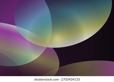 Uma esfera abstrata vibrante com gradientes suaves e formas sobrepostas, transmitindo um humor futurista e etéreo.