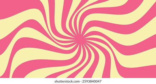 Vibrant Abstract Spiral Banner With Pink and Yellow Swirling Stripes. A colorful and playful design featuring pink and yellow spiraling stripes, evoking a sense of movement and energy. Perfect 