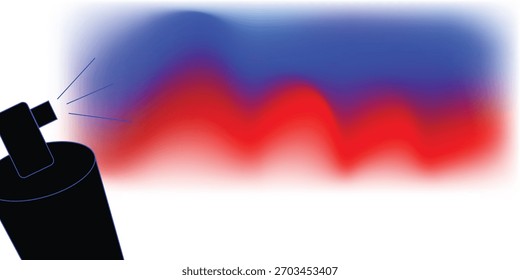 Lebendiger abstrakter Spray-Effekt, der blaue und rote Farbtöne in einem sanften Farbverlauf verbindet und so einen dynamischen künstlerischen Hintergrund schafft, der sich ideal für modernes Design und Illustration eignet.