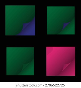 Vibrant abstract squares with subtle paper curl effects on corners, ideal for modern backgrounds, covers, banners.