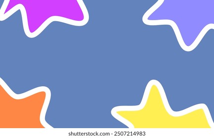 Vibrant Abstract Star Pattern. paste blue background. wallpaper decorative. Colorful Geometric Shapes on Blue. Playful Starry Abstract Design. Modern Colorful Star Background. Bright and Dynamic Art
