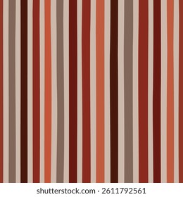 Vibrant abstract stripe pattern featuring bold hand drawn lines in terracotta, amber, ginger and burgundy hues
