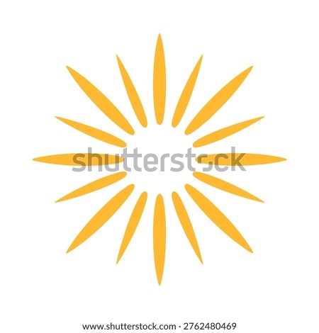 A vibrant abstract sunburst graphic featuring numerous orange rays emanating from a central point