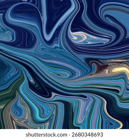 Vibrante remolino abstracto de tonos azul profundo, verde azulado y aguamarina, que fluye en la textura de mármol fluido. Perfecto para el arte abstracto moderno, el fondo y el diseño.