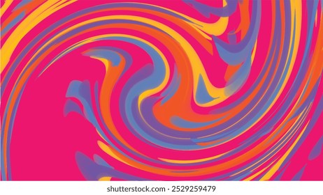 Vibrant abstract swirl pattern in pink, orange, yellow, and blue. Ideal for backgrounds, digital art, and creative projects. Energetic and dynamic design