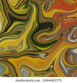 Levendige abstracte werveling van gele, groene en rode tinten met organische beweging. Moderne textuur voor design en kunst achtergronden. Ideaal voor abstracte en artistieke beelden.