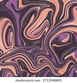 Vibrante abstracto, fluido remolino, dinámico moderno, audaz patrón y textura artística en tonos púrpura y melocotón, creando un caudal hipnotizante de movimiento.
