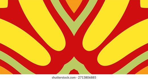 Padrão simétrico abstrato vibrante com cores quentes criando um fundo visual energético e decorativo